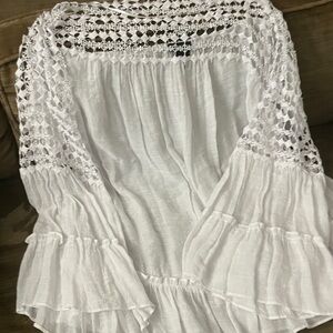 New Directions White Crochet Blouse